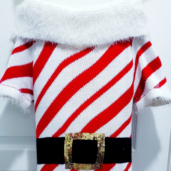 Christmas Candycane Red and White Sweater Dress - Picture 3 of 3